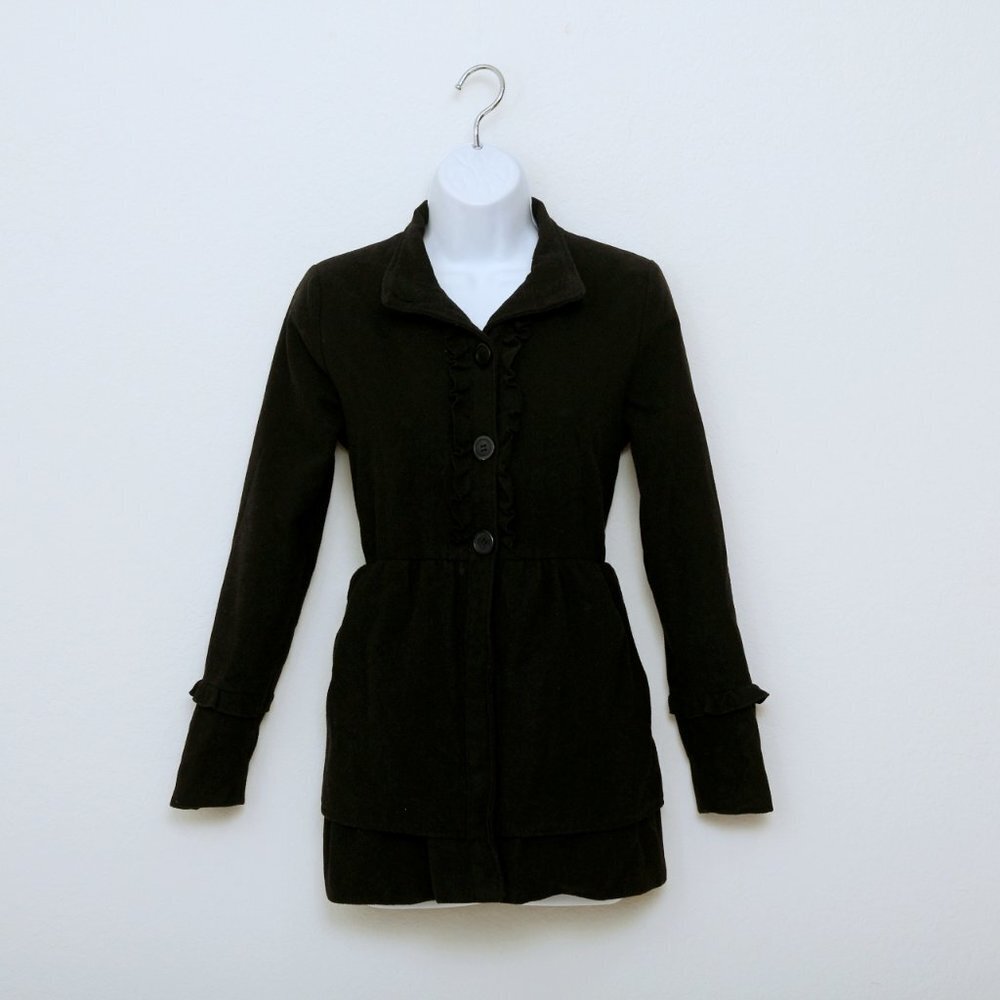 Holiday Editions Tiered Ruffle Button Down Snap Closure Dress Coat